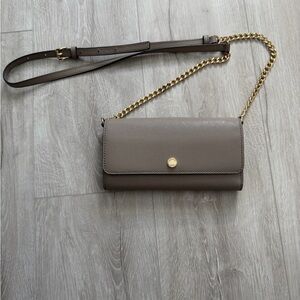 Michael Kors Taupe Crossbody Bag with Gold Chain